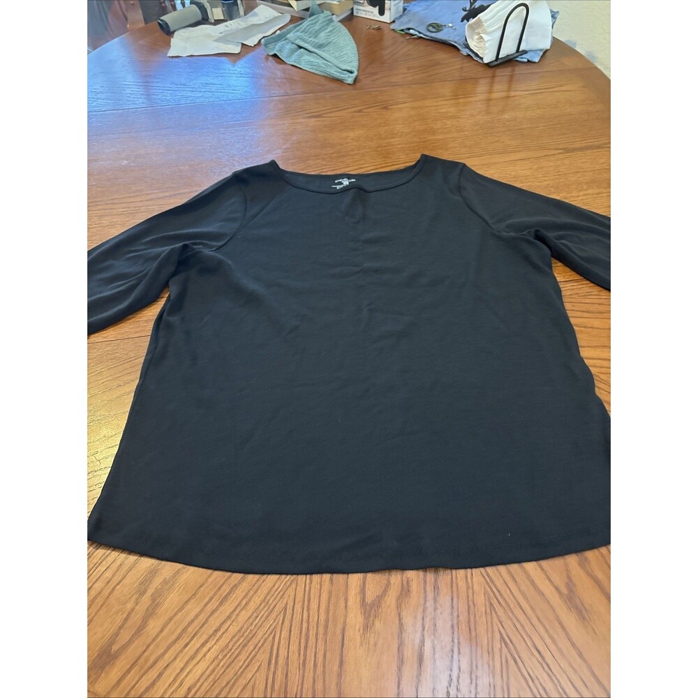Jones New York Sport Short Sleeve Black Cotton T-Shirt Round Neck Size XL